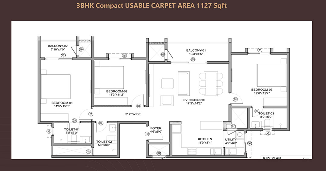 Birla Evara 3 BHK Floorplan